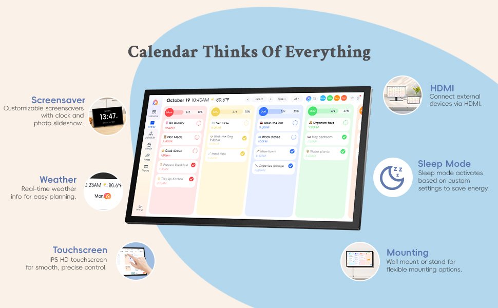 Touchscreen digital calendar for organized life