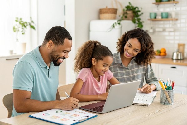 Family Schedule on a Digital Calendar